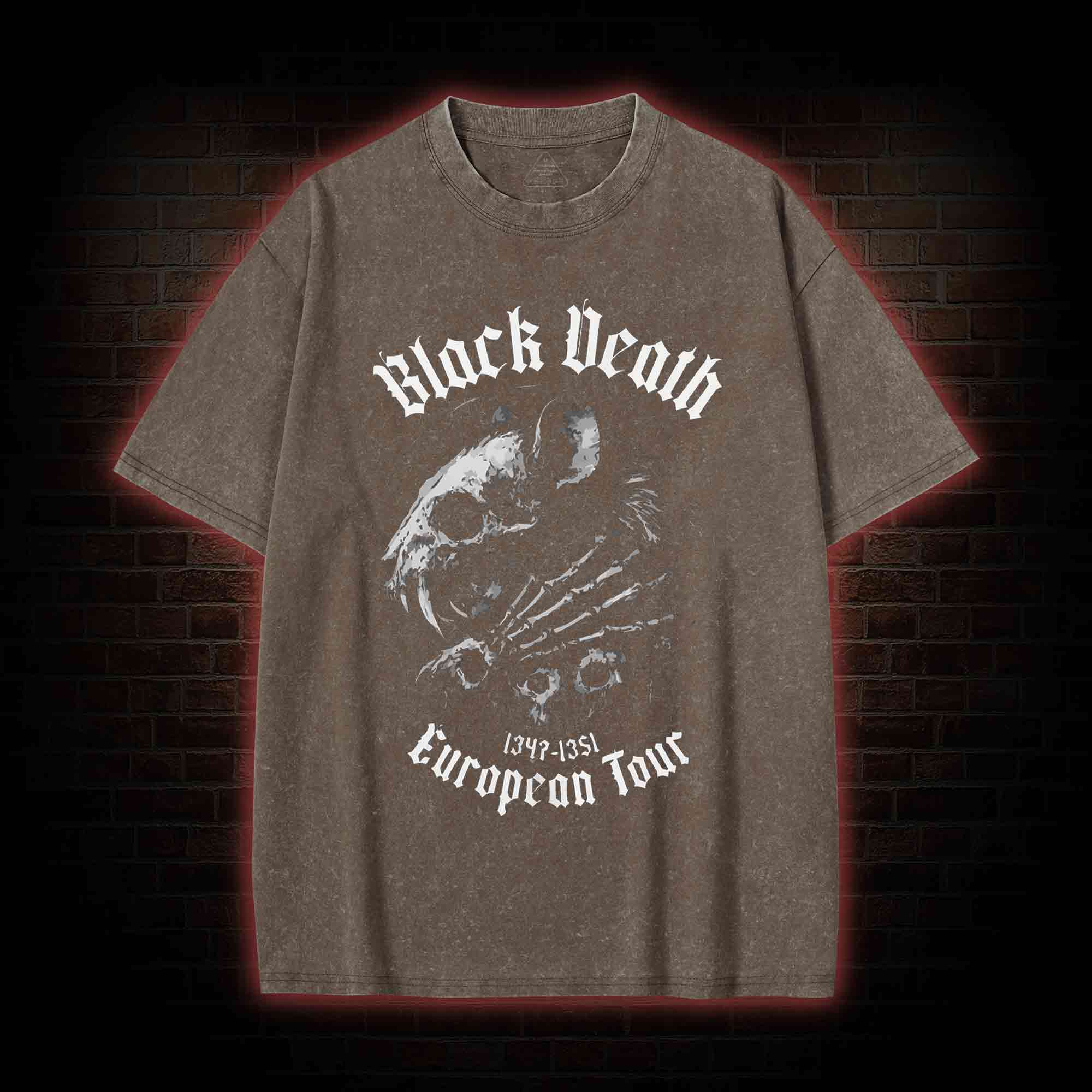 Black Death Plague Washed T-Shirt