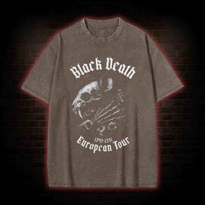 Black Death Plague Washed T-Shirt