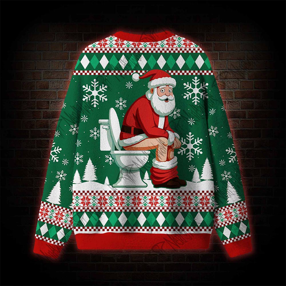 Santa Claus On The Toilet Ugly Sweatshirts