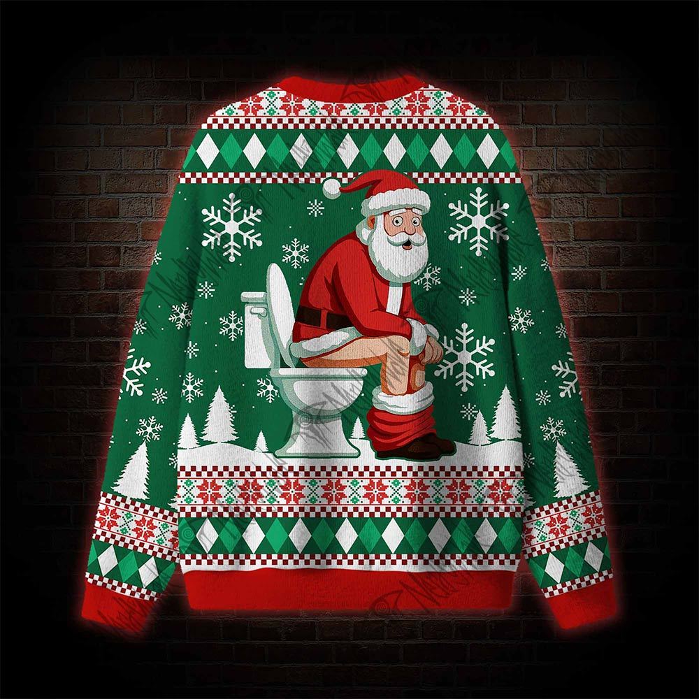 Santa Claus On The Toilet Ugly Sweatshirts