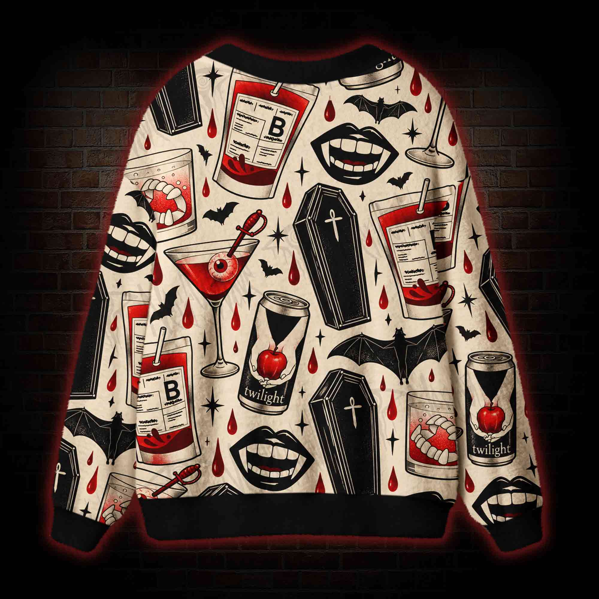 Retro Vampire's Menu Cardigan Sweater