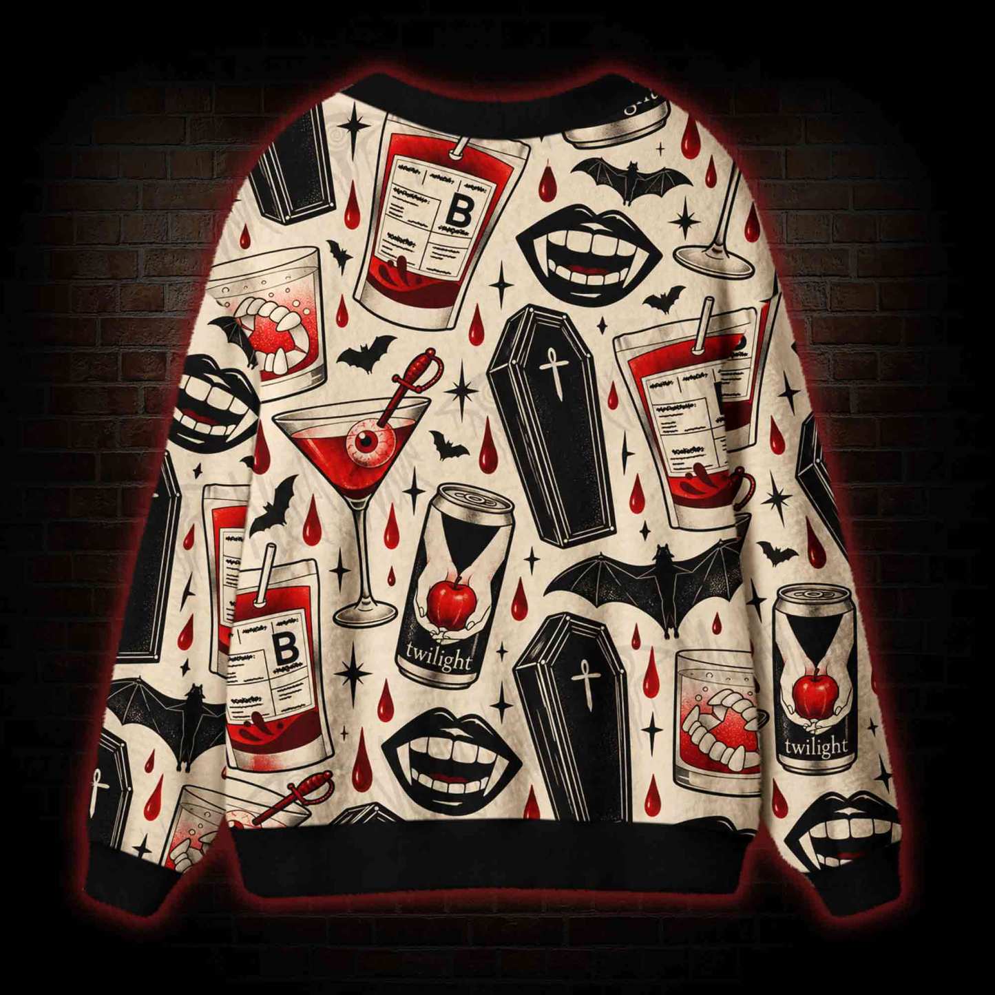 Retro Vampire's Menu Cardigan Sweater