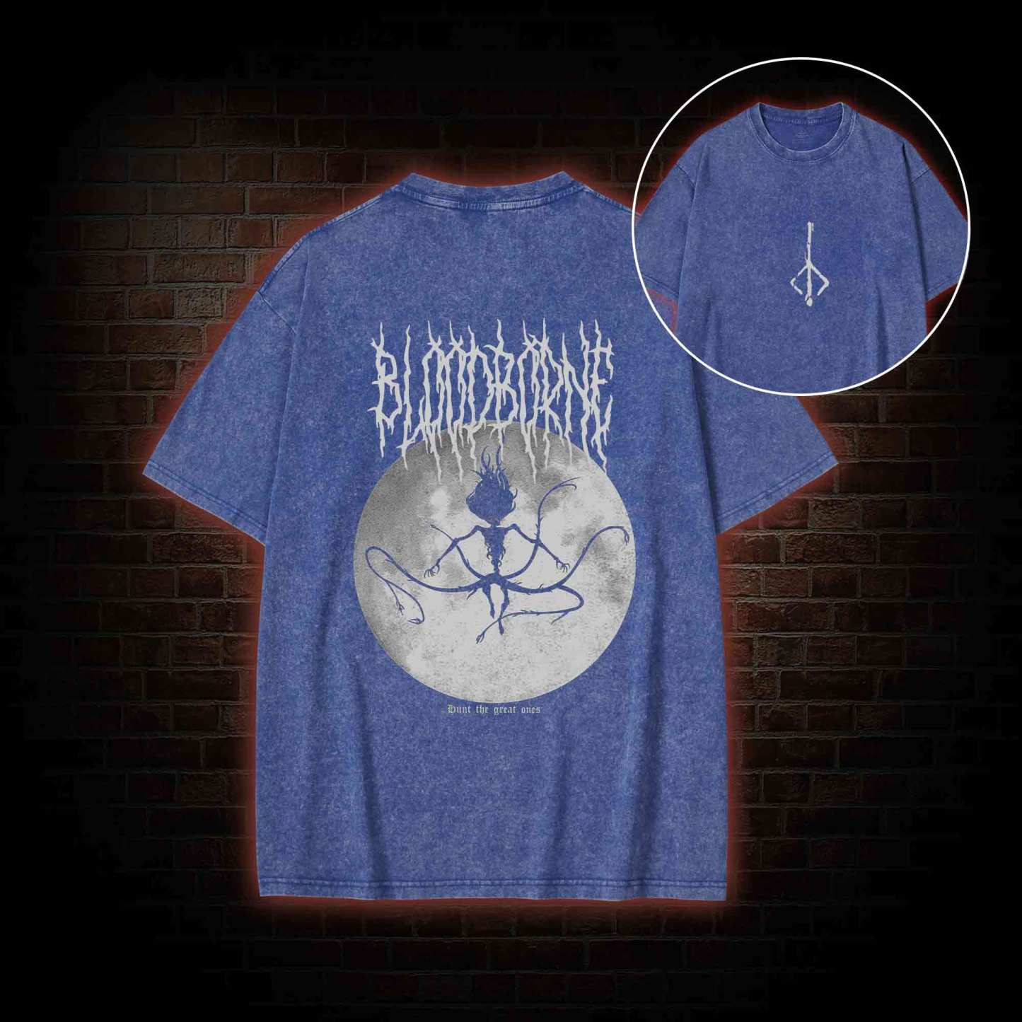 Hunt The Great Ones Back Print Washed T-shirt