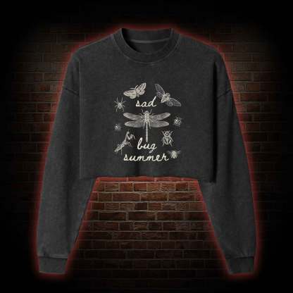 Sad Bug Summer Washed Cropped Sweatshirts