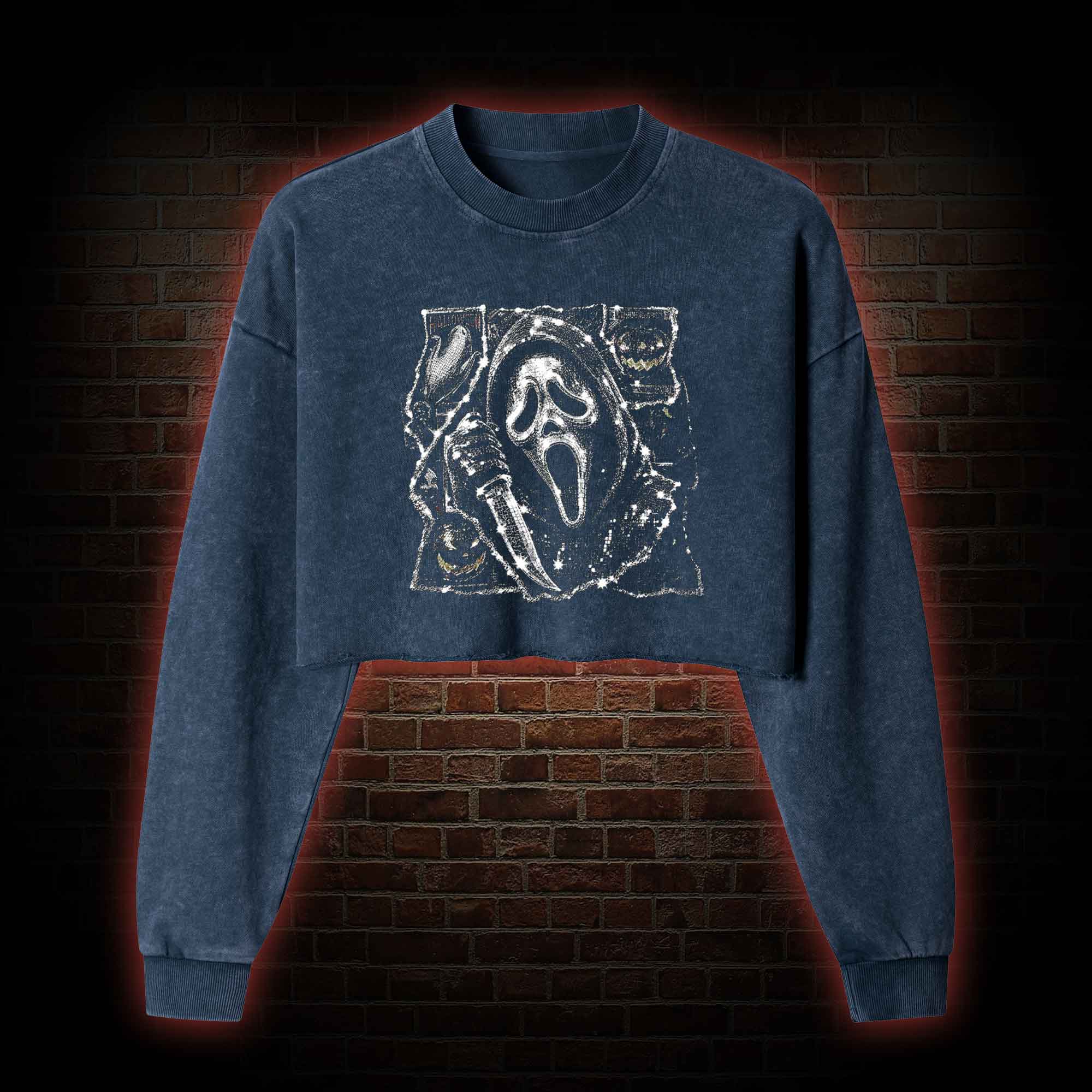 Do You Like Scary Movies Washed Cropped Sweatshirts