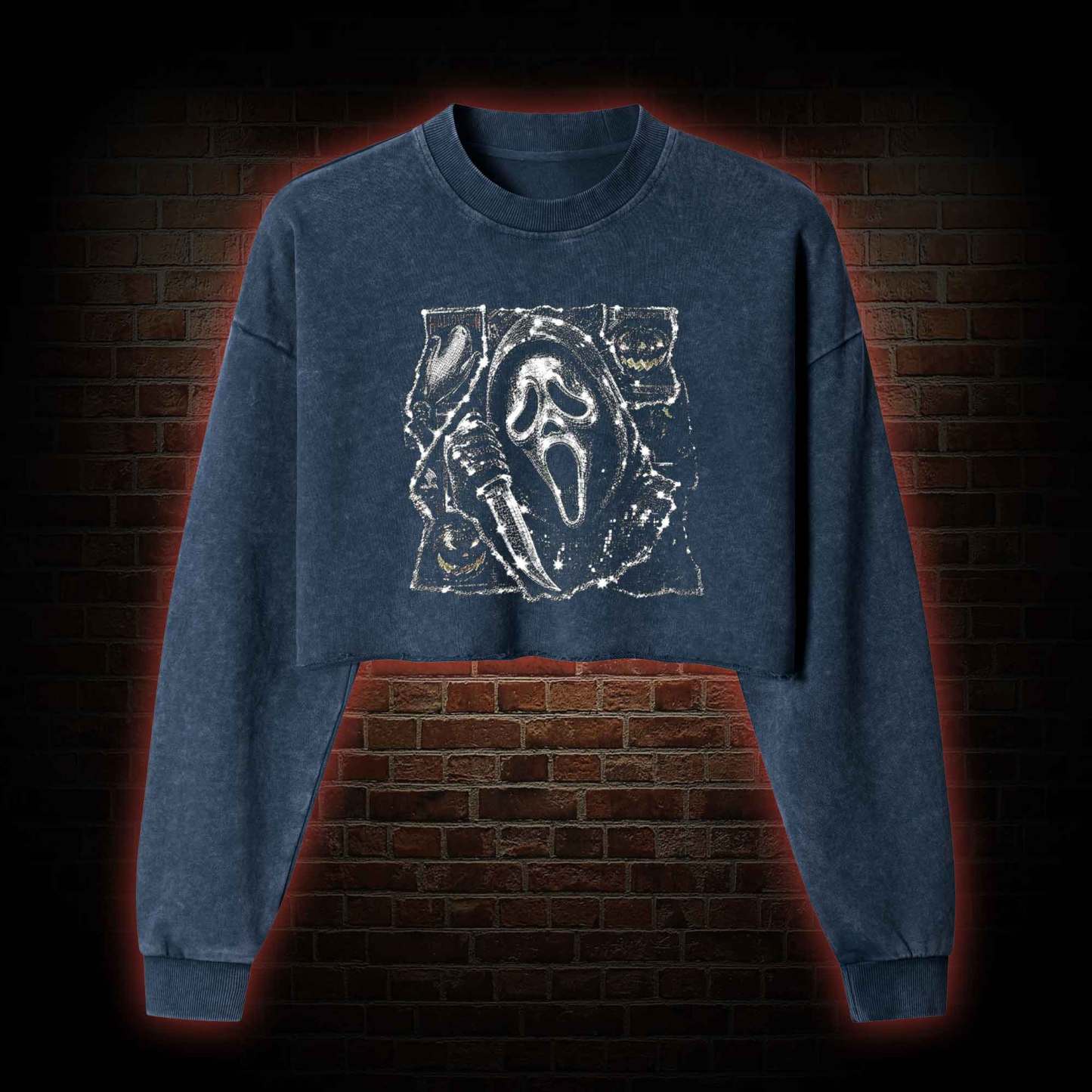 Do You Like Scary Movies Washed Cropped Sweatshirts