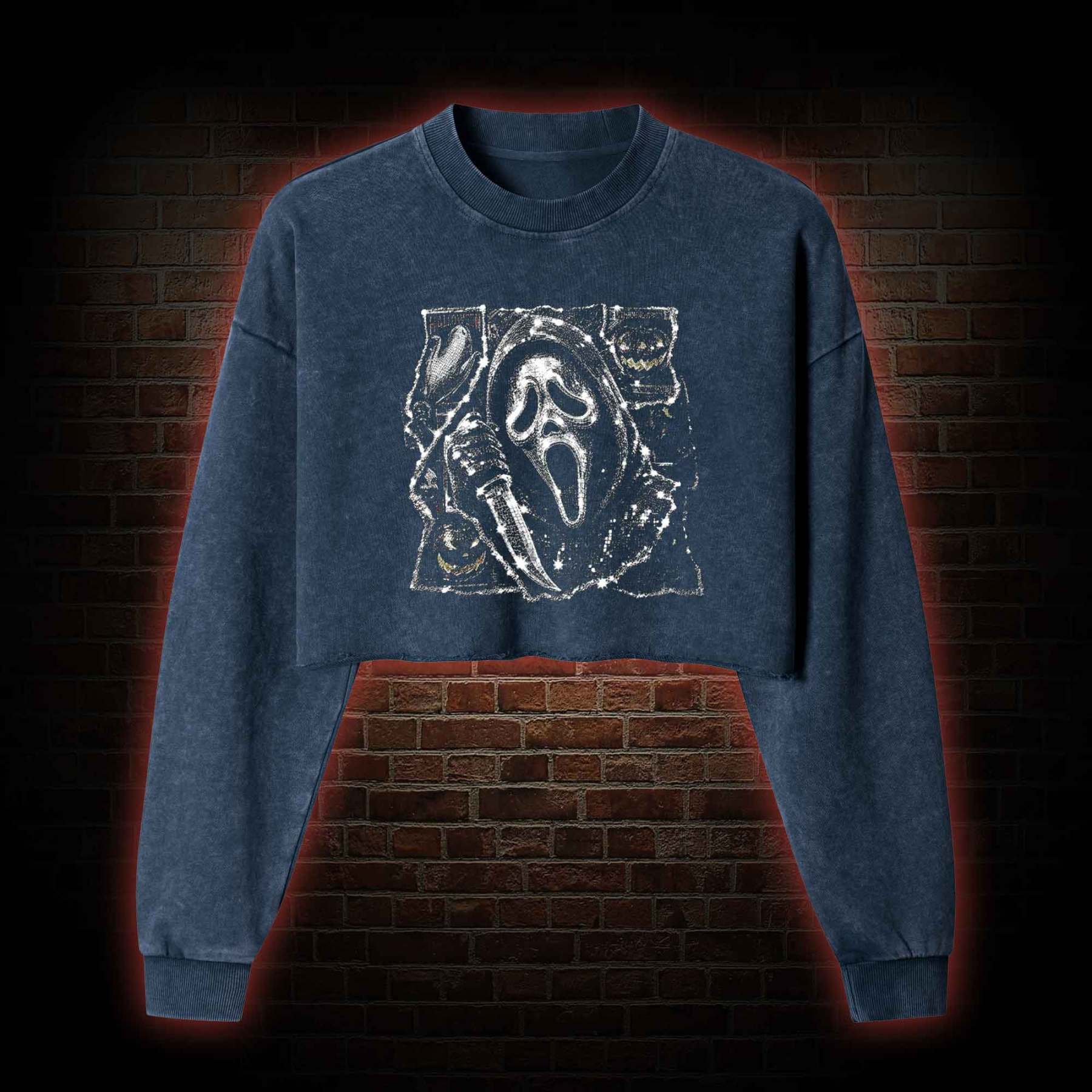 Do You Like Scary Movies Washed Cropped Sweatshirts