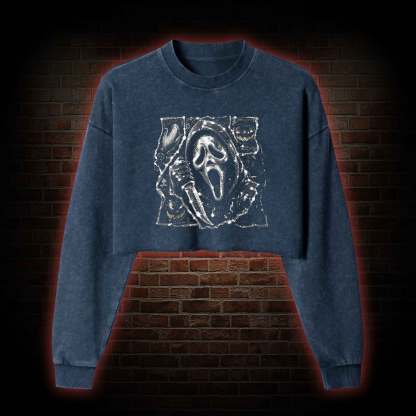 Do You Like Scary Movies Washed Cropped Sweatshirts