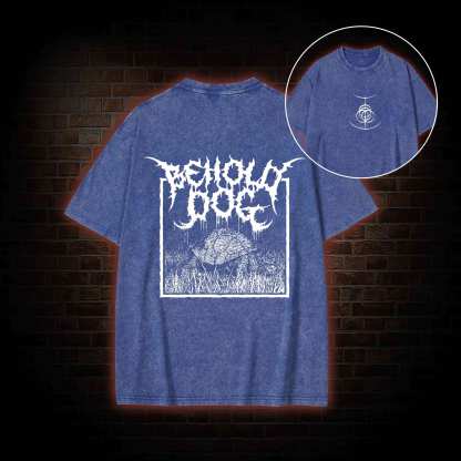 Behold Dog Back Print Washed T-shirt