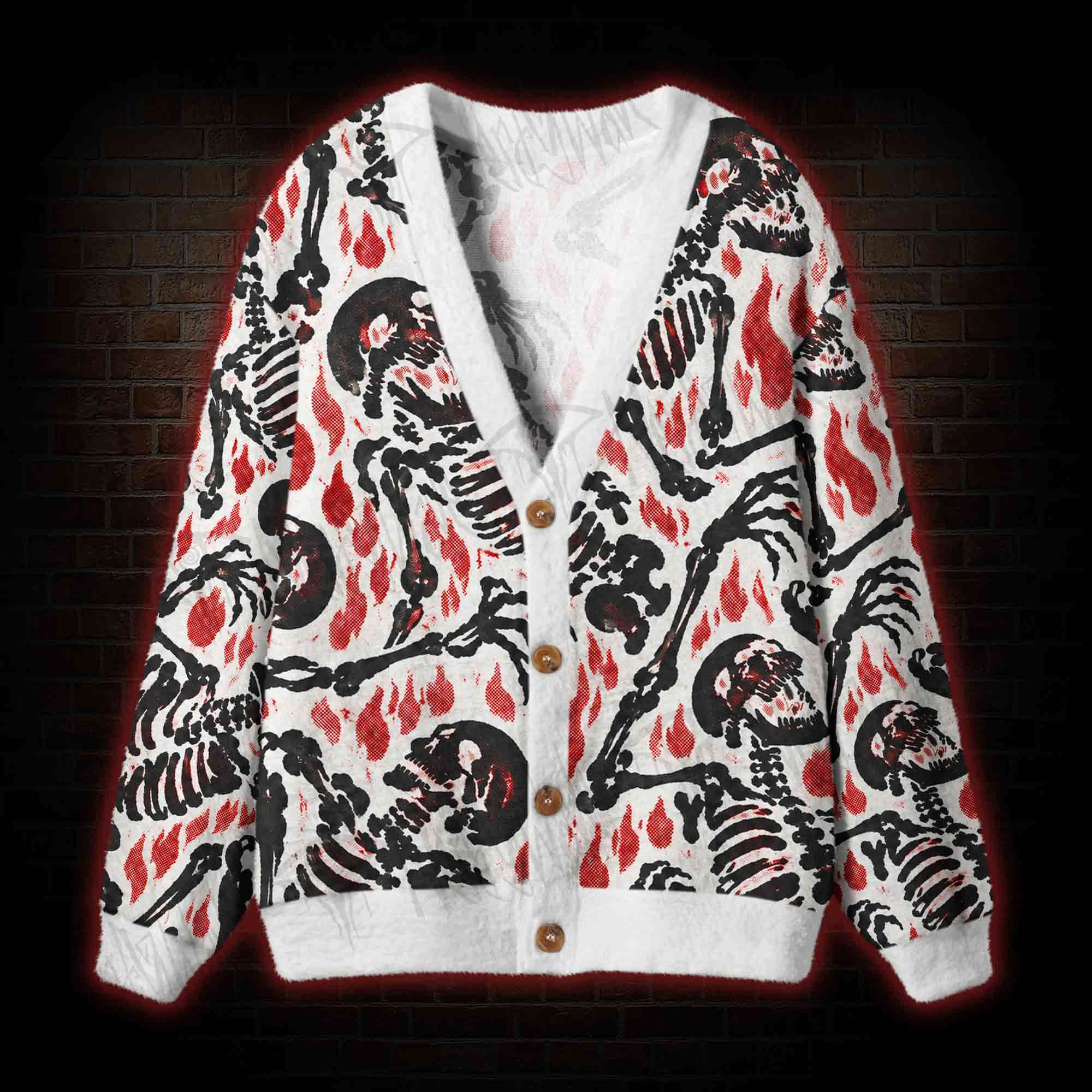 Punk Skeleton Cardigan Sweater
