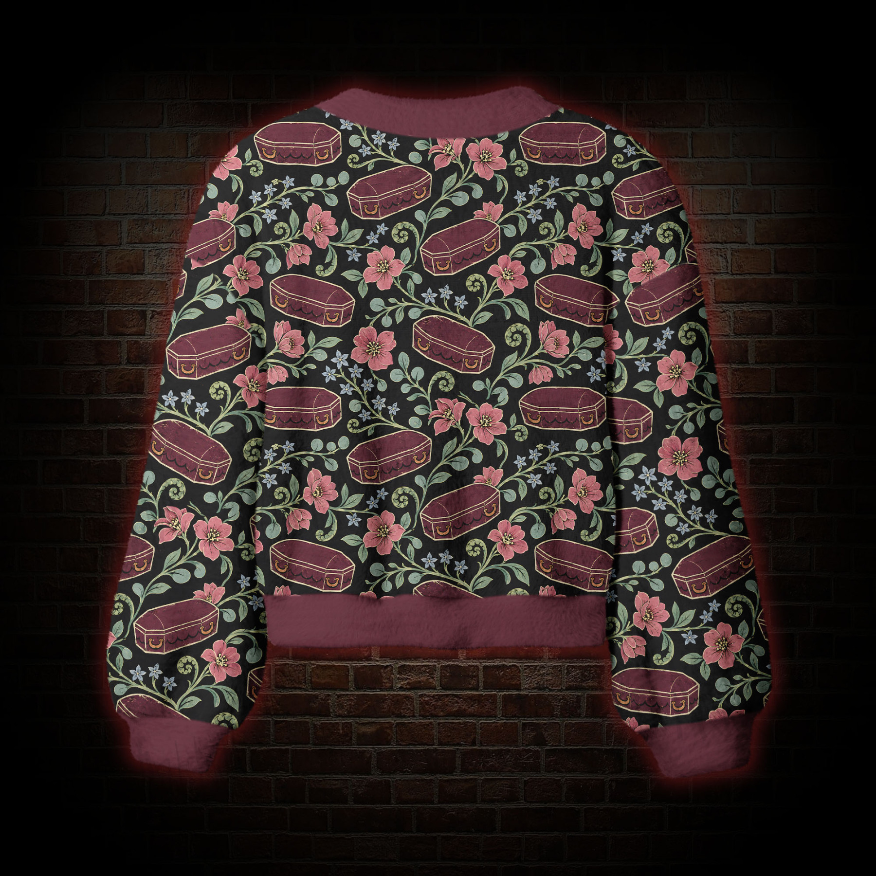 Floral Coffins Women's Cardigan Sweater