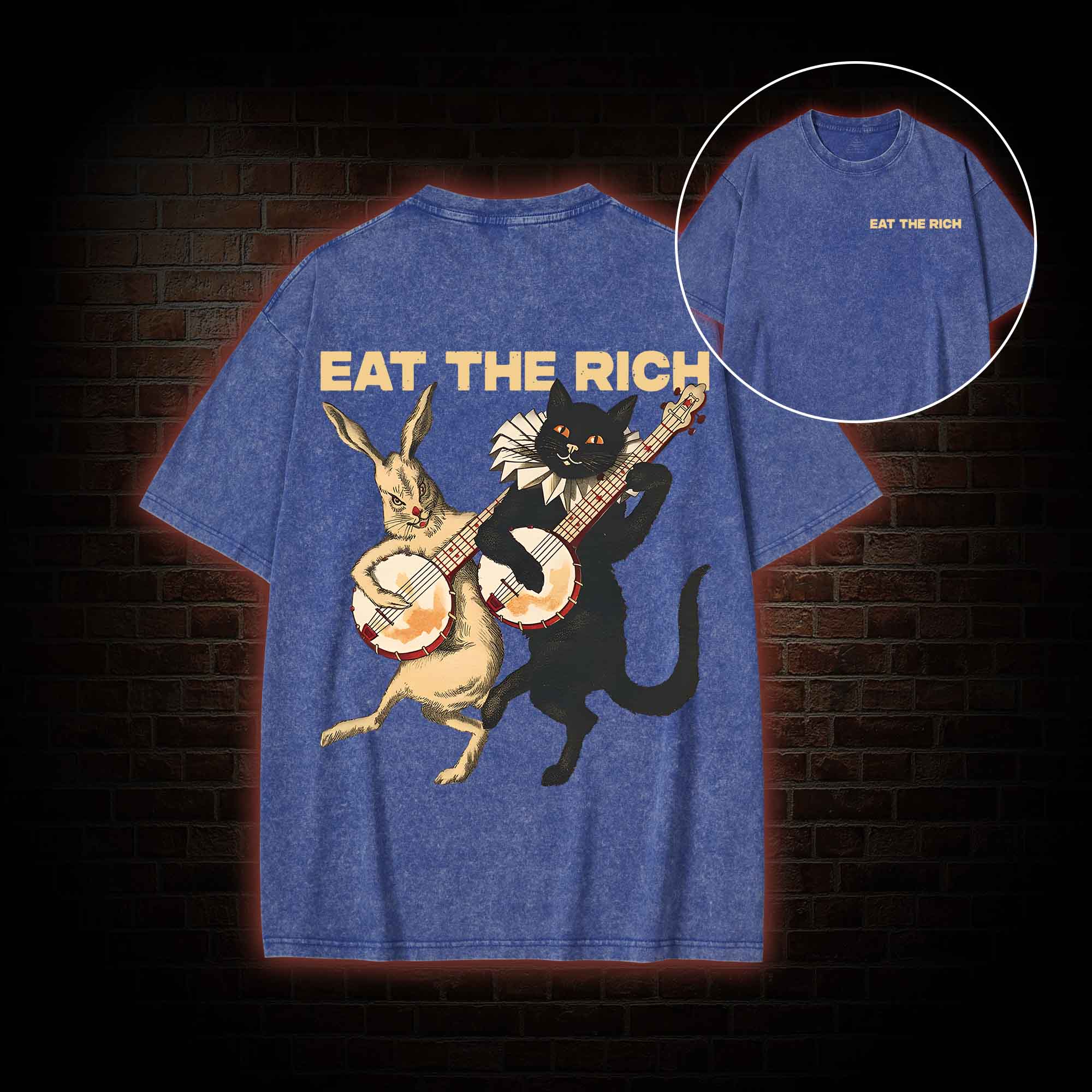 Eat The Rich  Back Print Washed T-shirt