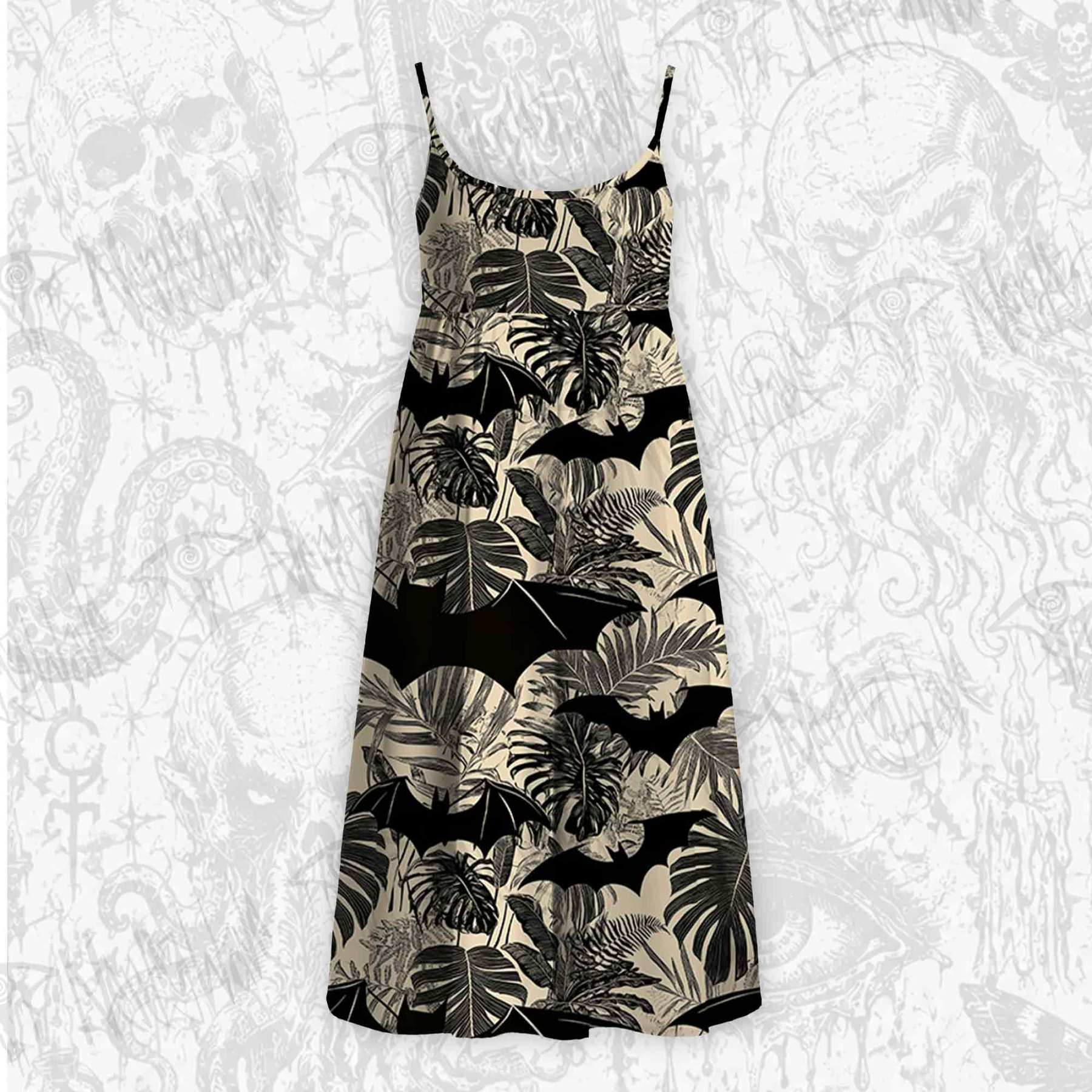 Bats in the Jungle Strap Midi Sundress