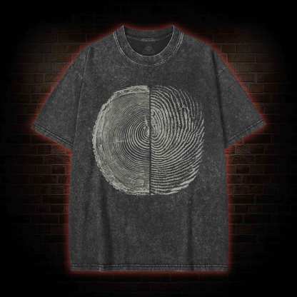 Tree Rings And Fingerprint Washed T-shirt