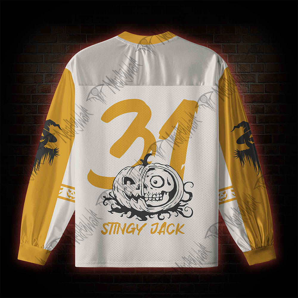 Pumpkin Man Horror V-Neck Long Sleeve Jersey