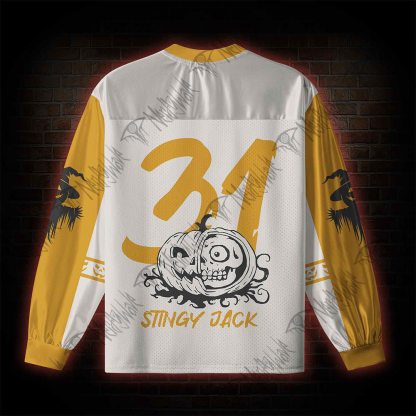 Pumpkin Man Horror V-Neck Long Sleeve Jersey