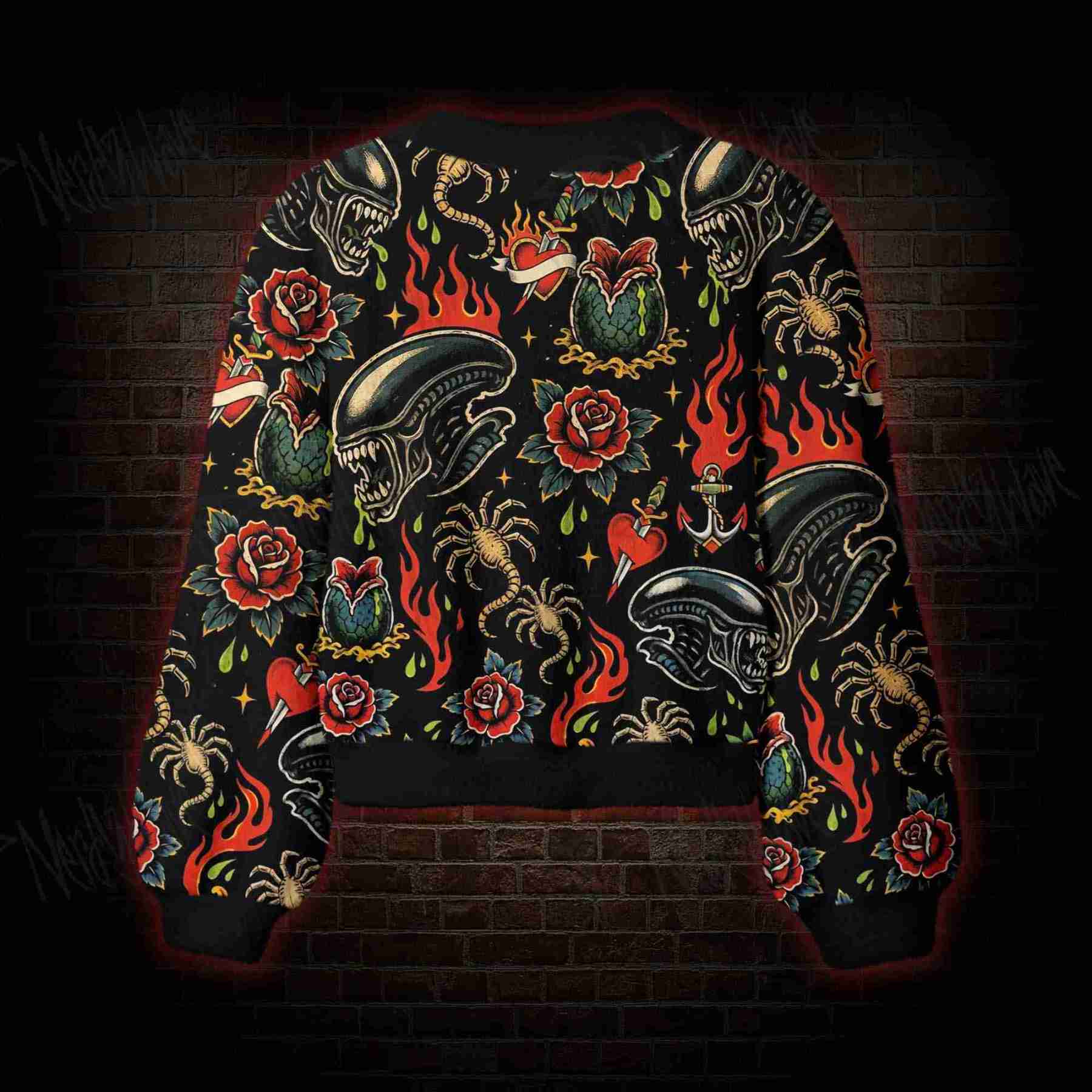 Old School Tattoo Alien Women's Cardigan Sweater