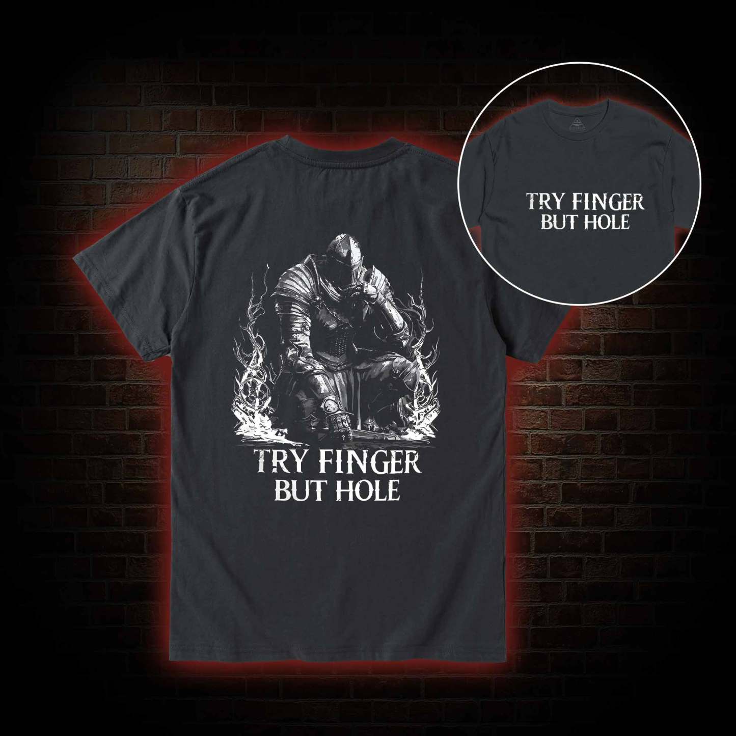 Try Fingers but Hole Back Print T-Shirt