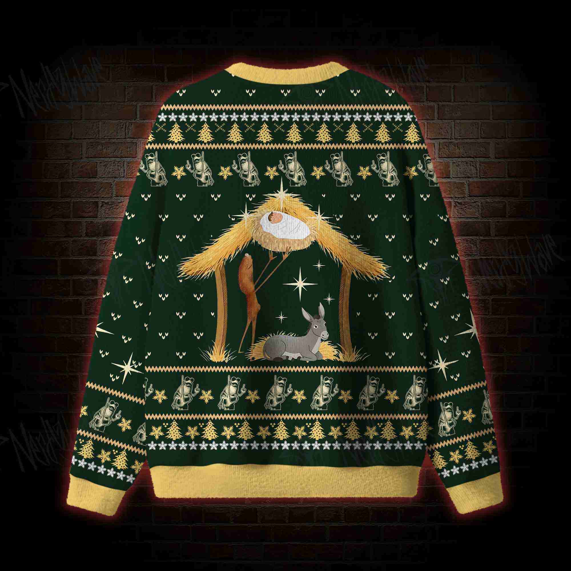 O Holy Night Skeleton Ugly Sweatshirts