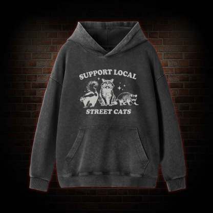 Support Local Street Cats Washed Hoodie