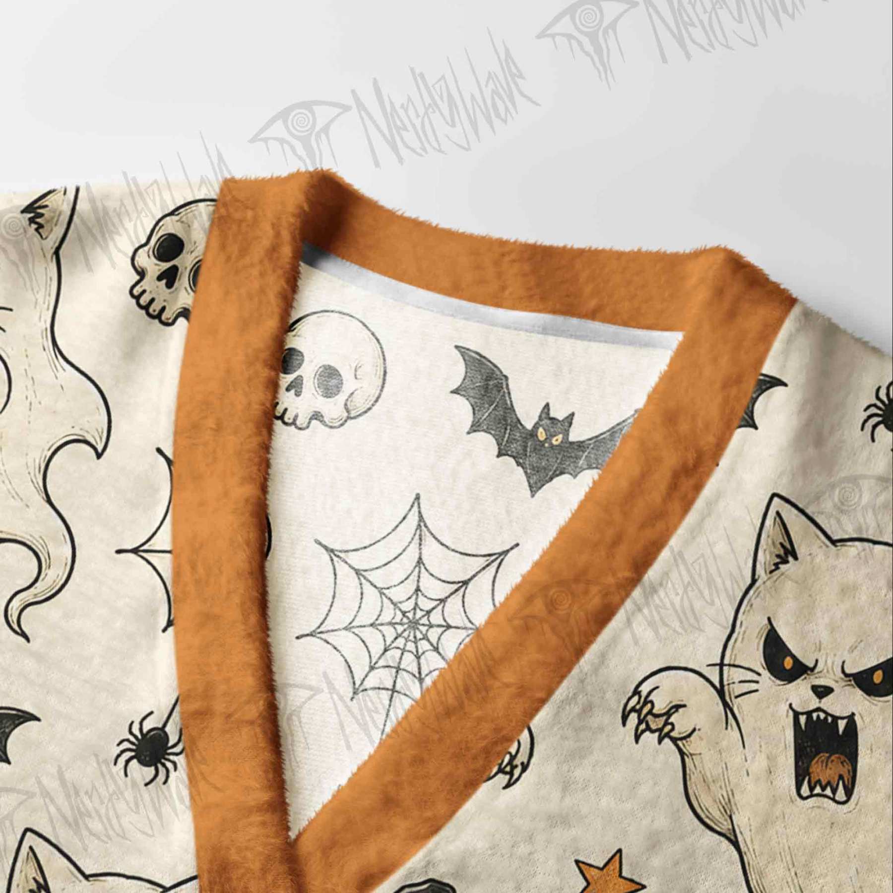 The Meow-ween Ghost Cardigan Sweater