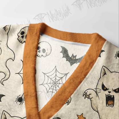 The Meow-ween Ghost Cardigan Sweater