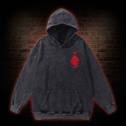 Battle Festival Back Print Washed Hoodie
