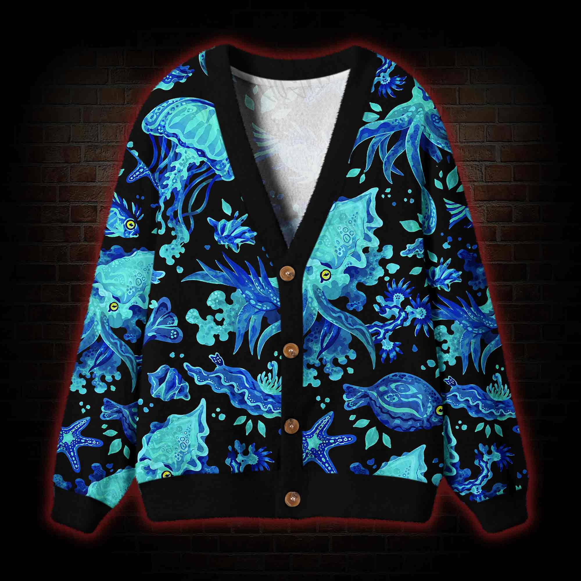 Midnight Ocean Glow Cardigan Sweater