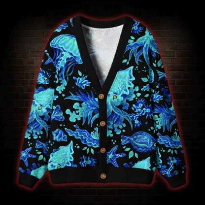Midnight Ocean Glow Cardigan Sweater