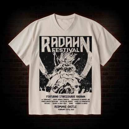 Radahn Festival V-Neck Streetwear Washed T-shirt