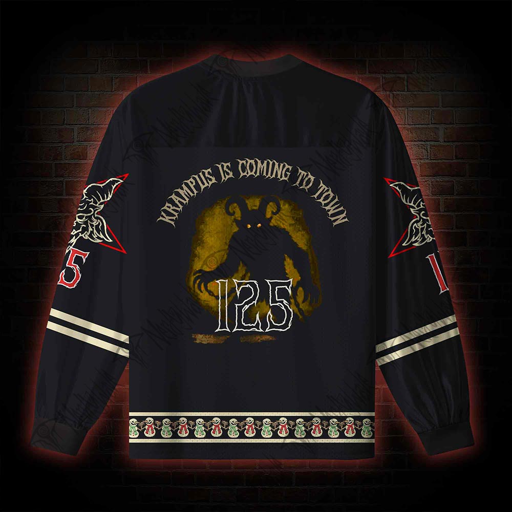 Be Good Or Else Krampus Christmas V-Neck Long Sleeve Jersey