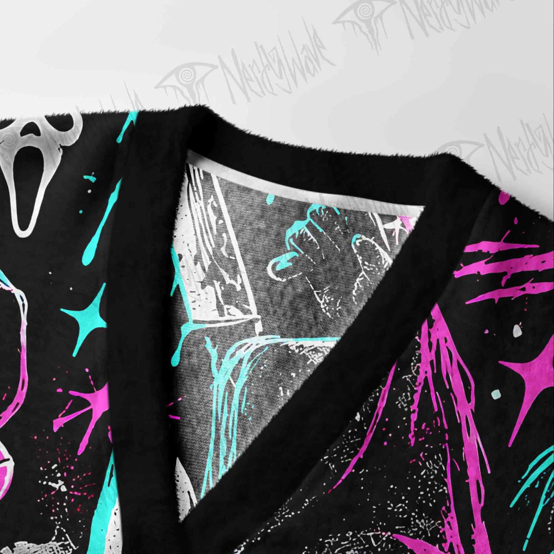 Neon Ghostface Cardigan Sweater