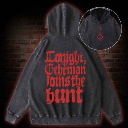 Gehrman Joins The Hunt Back Print Washed Hoodie