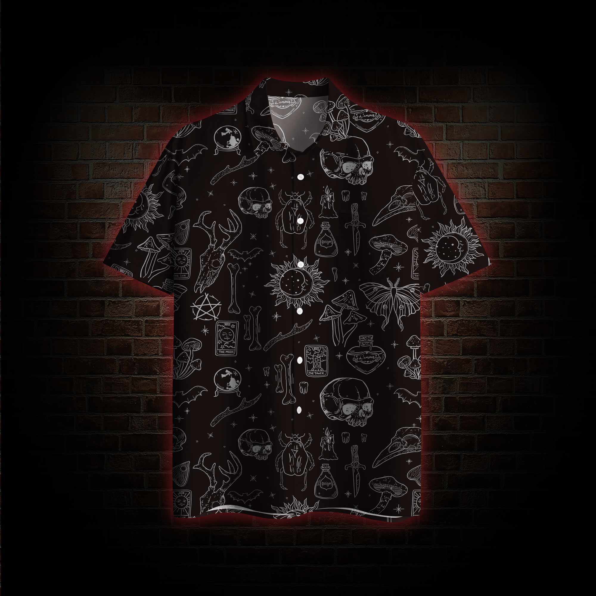 Mystical Symbols and Skulls Hawaiian Shirt
