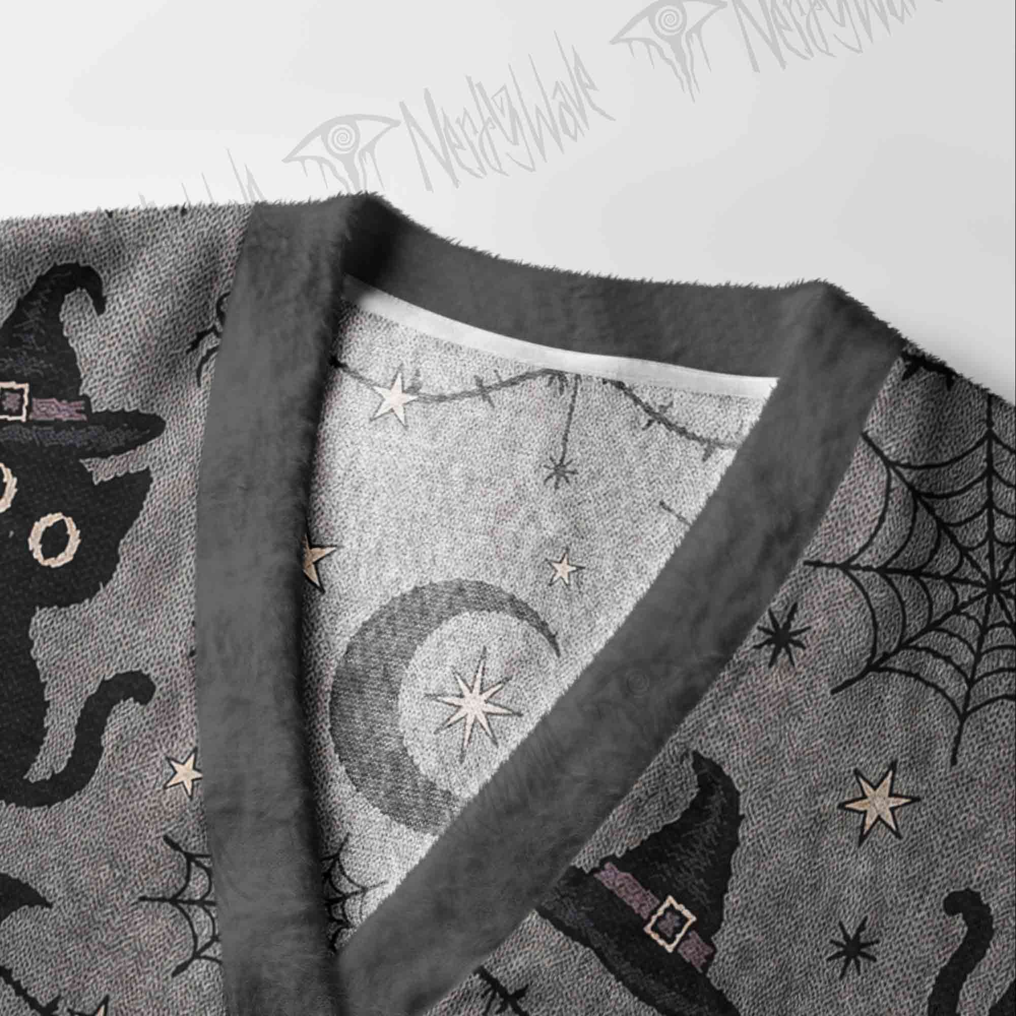 Witch's Familiar Black Cat Cardigan Sweater