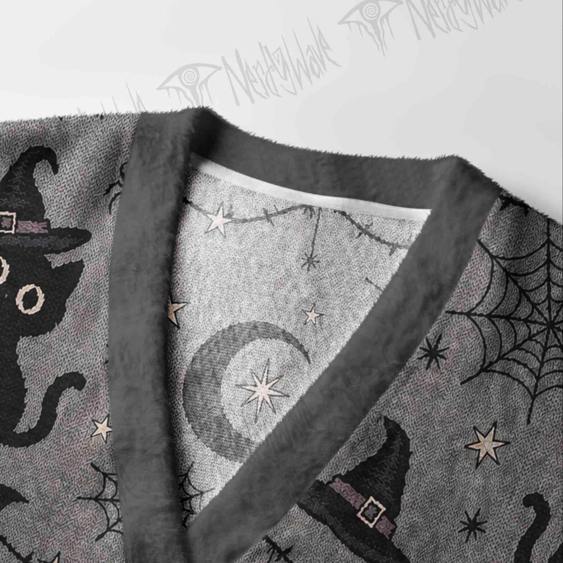 Witch's Familiar Black Cat Cardigan Sweater