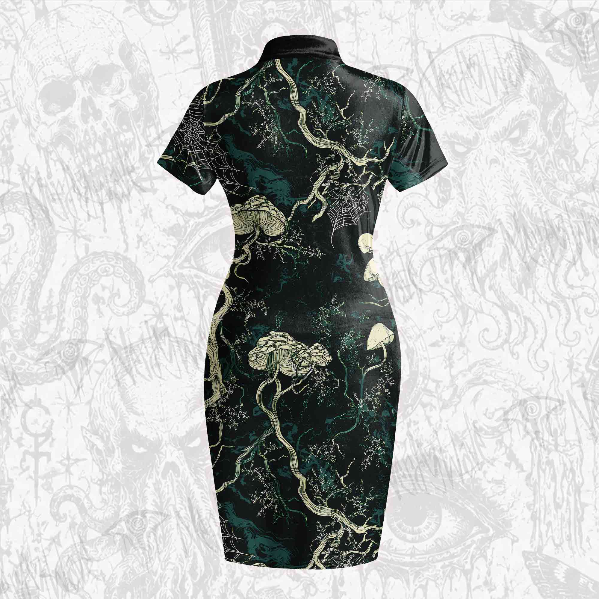 Mysterious Dark Forest Velvet Mini Dress