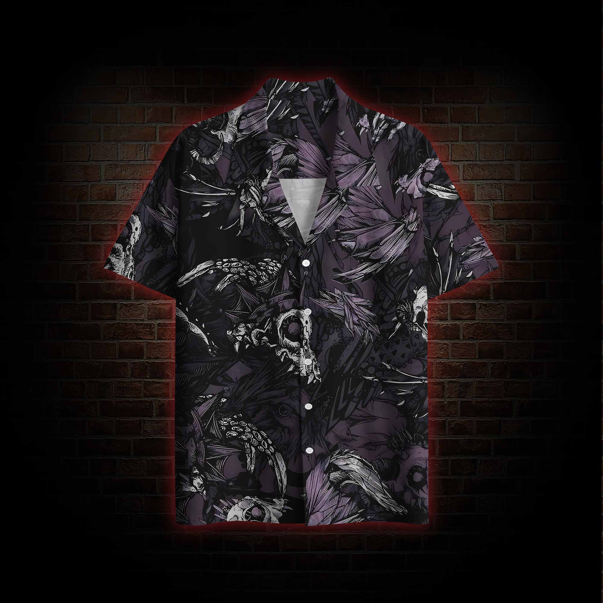 Skull and Dead Leaves Hawaiian Shirt