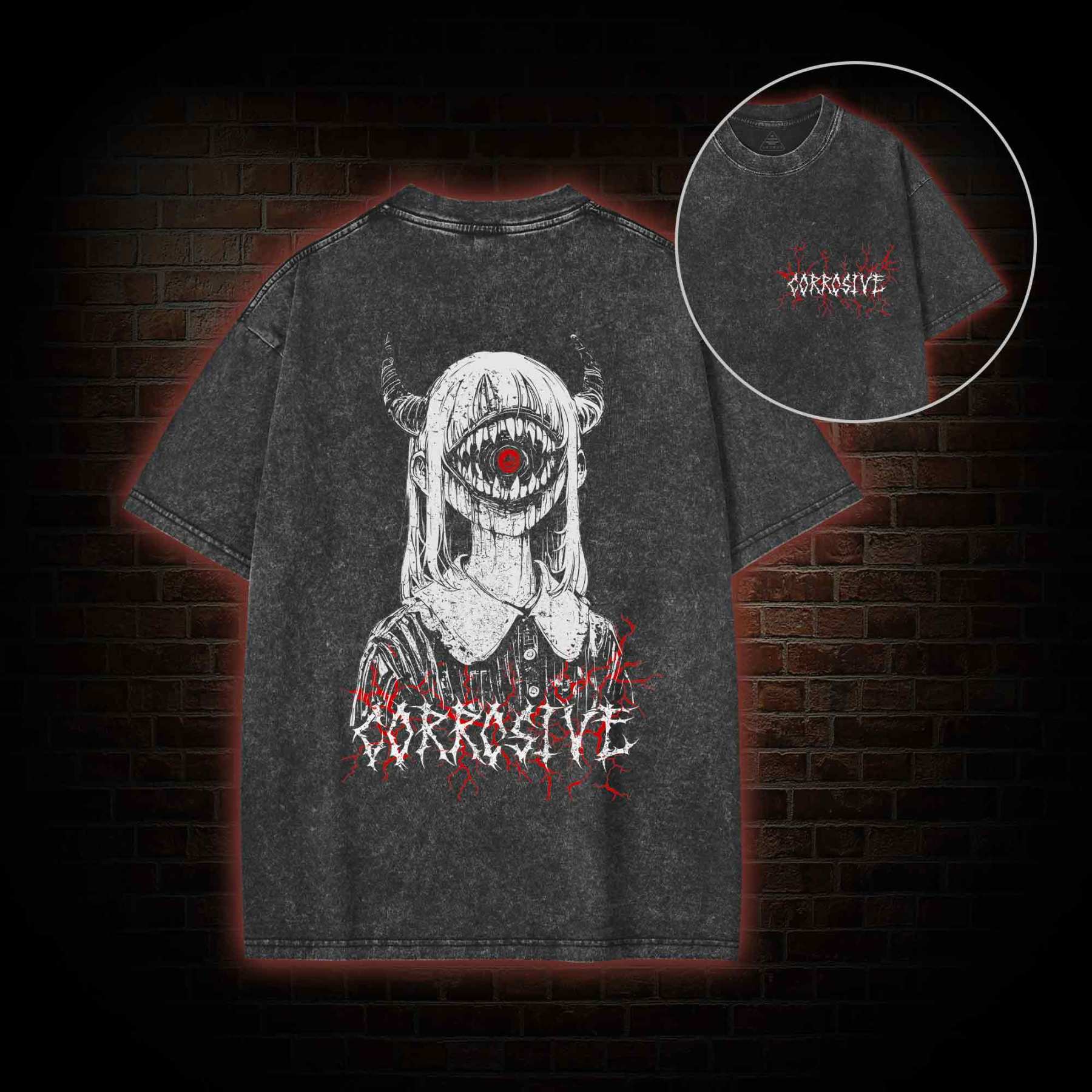 Corrosive Back Back Print Washed T-shirt