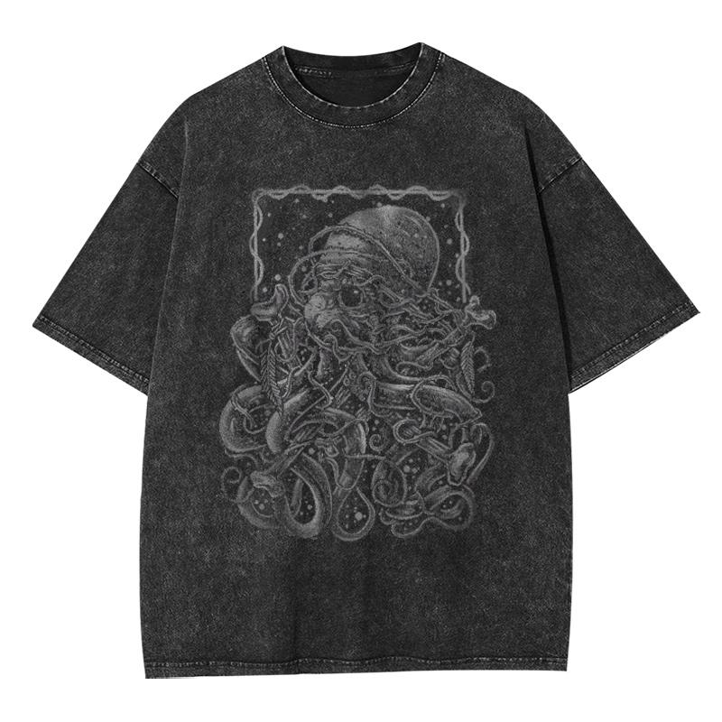 Grunge Octopus Cthulhu Washed T-shirt