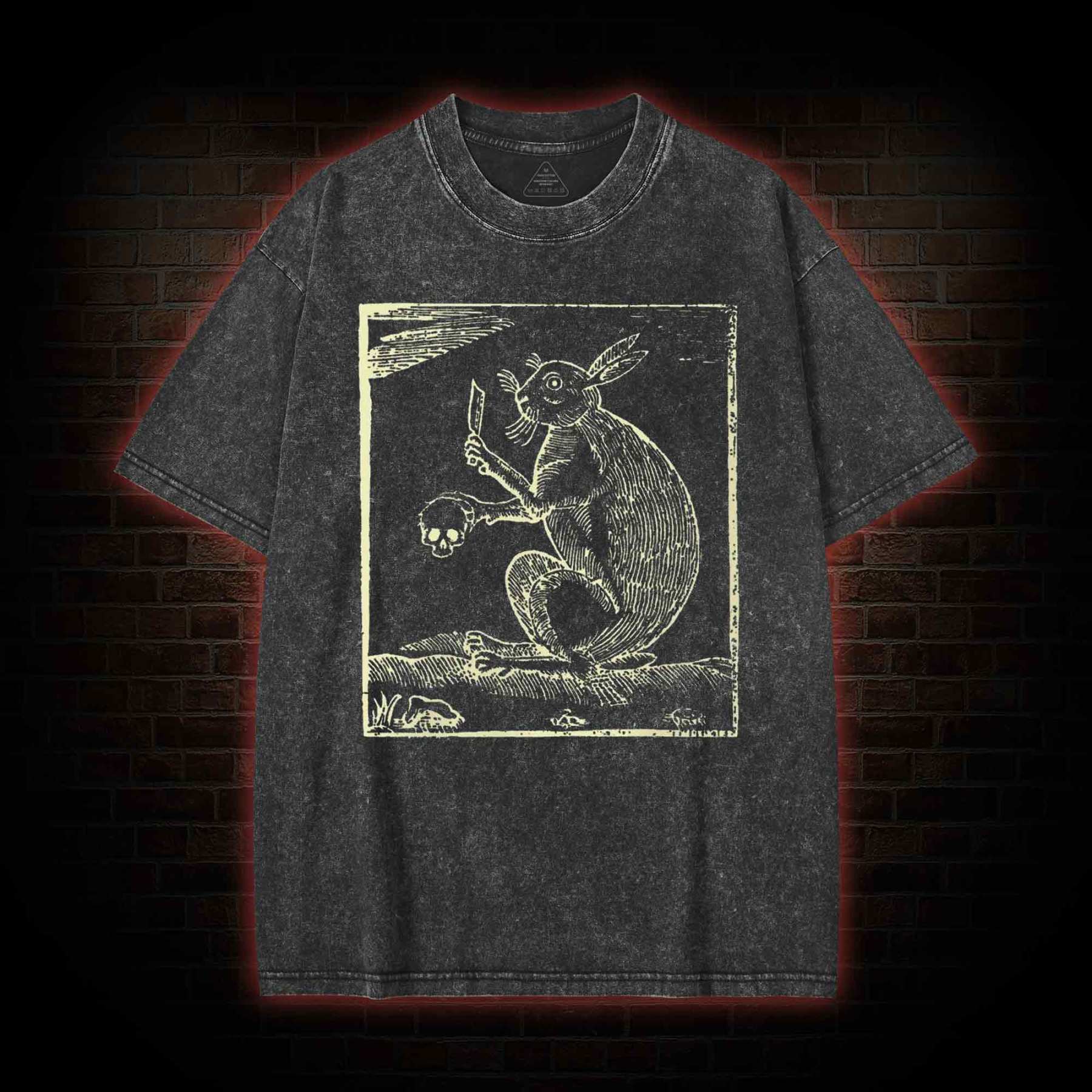 Rabbit and Skull Washed T-shirt