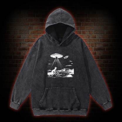 Ufo Cat Washed Hoodie