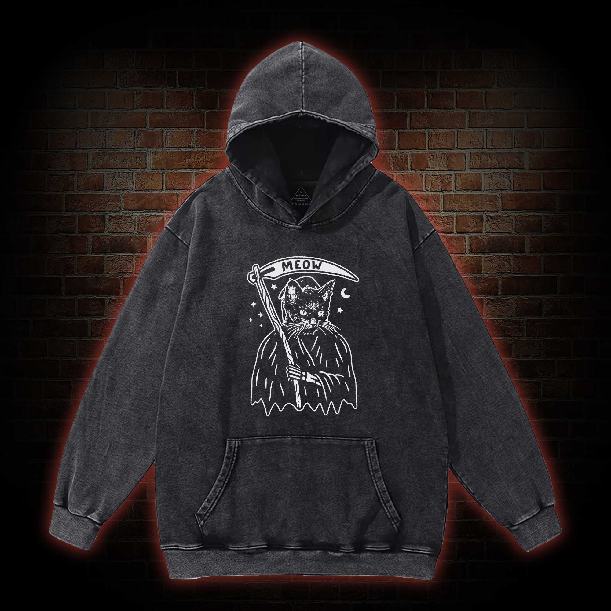 Death Meow Washed Hoodie