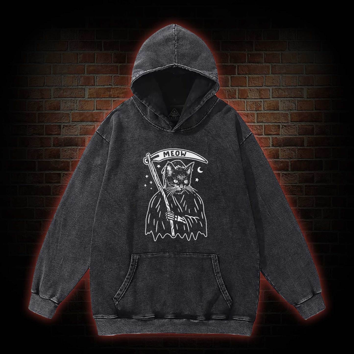 Death Meow Washed Hoodie