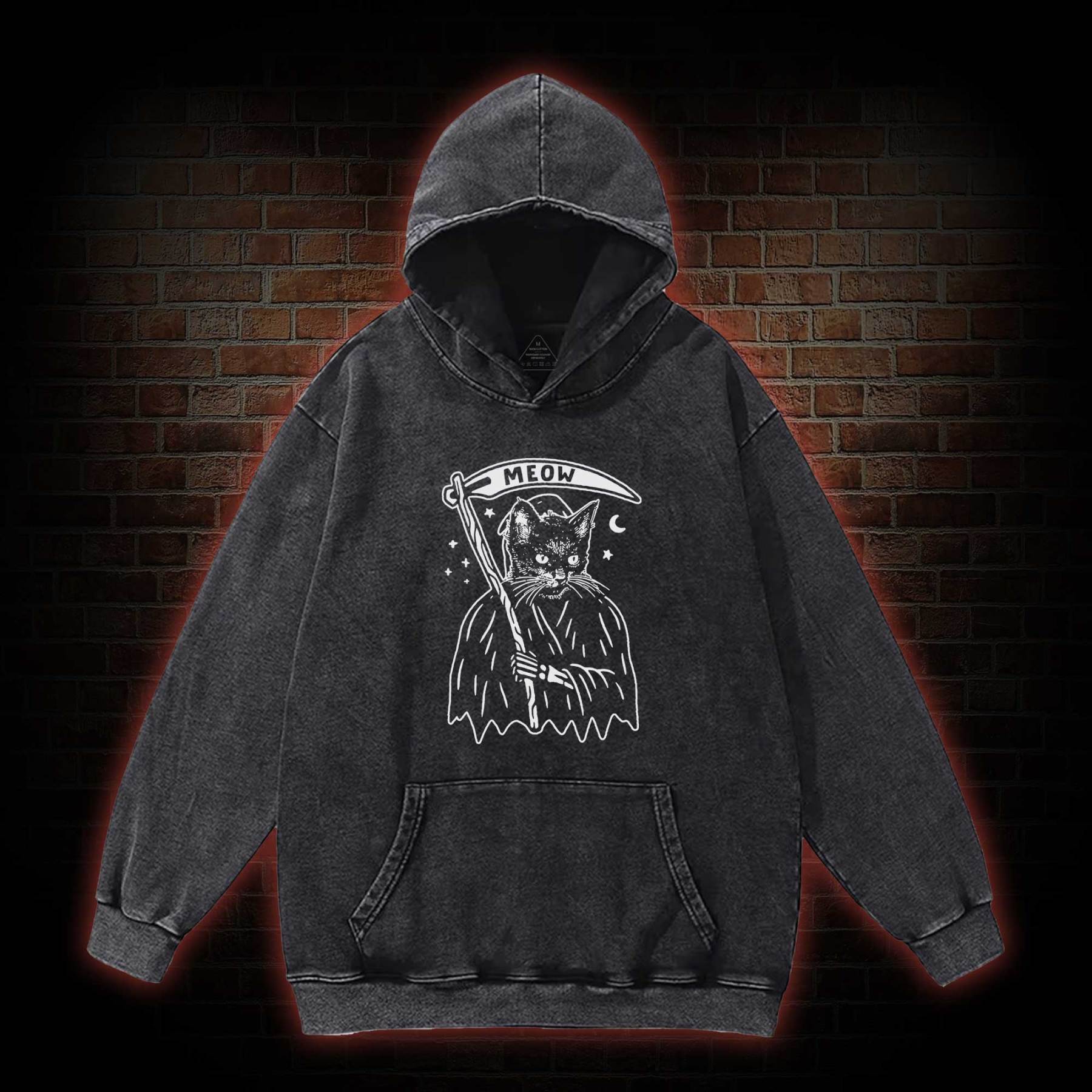 Death Meow Washed Hoodie