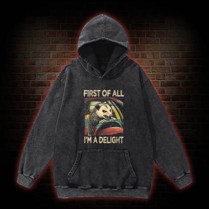 First Of All I'm A Delight Washed Hoodie