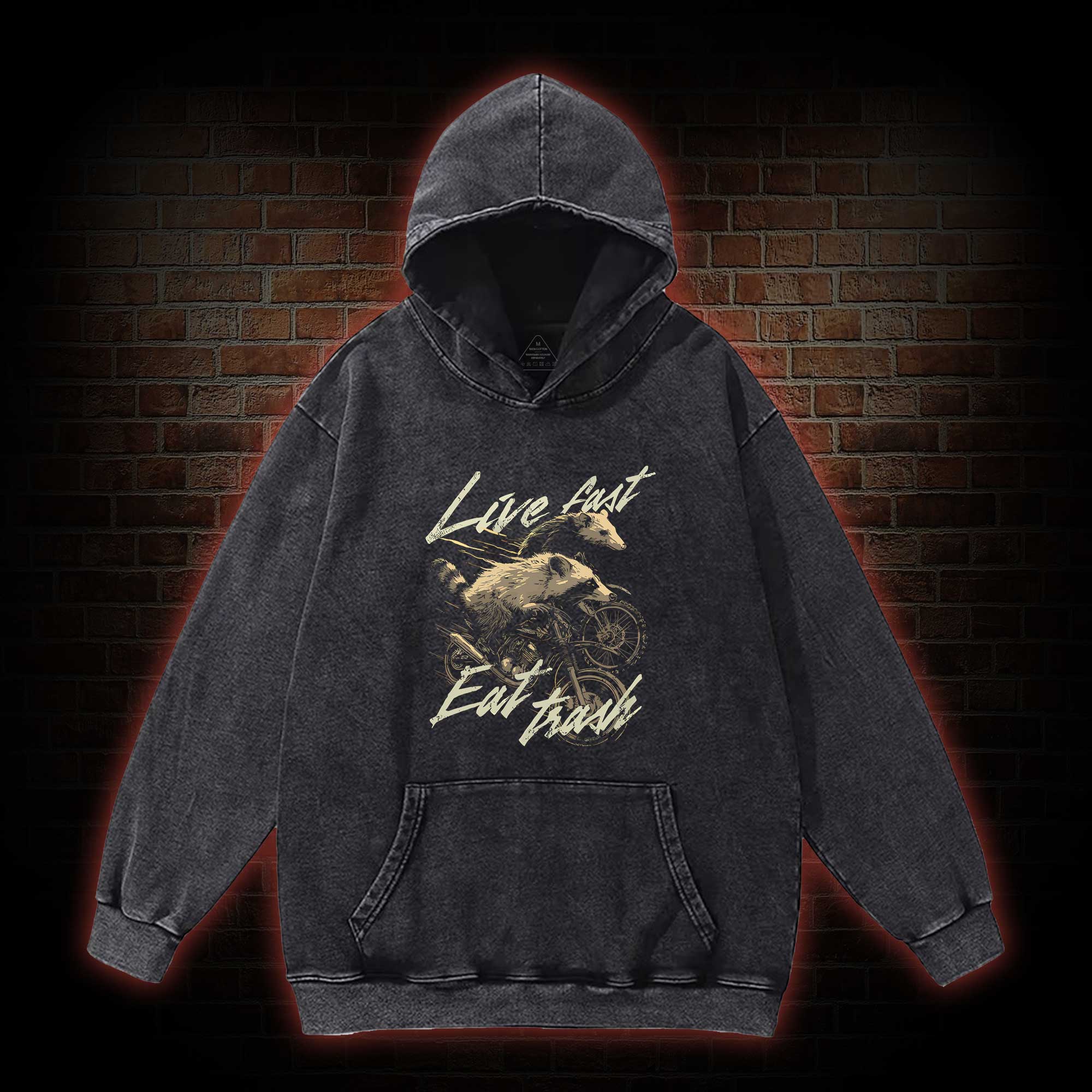 Live Fast Eat Trash Washed Hoodie