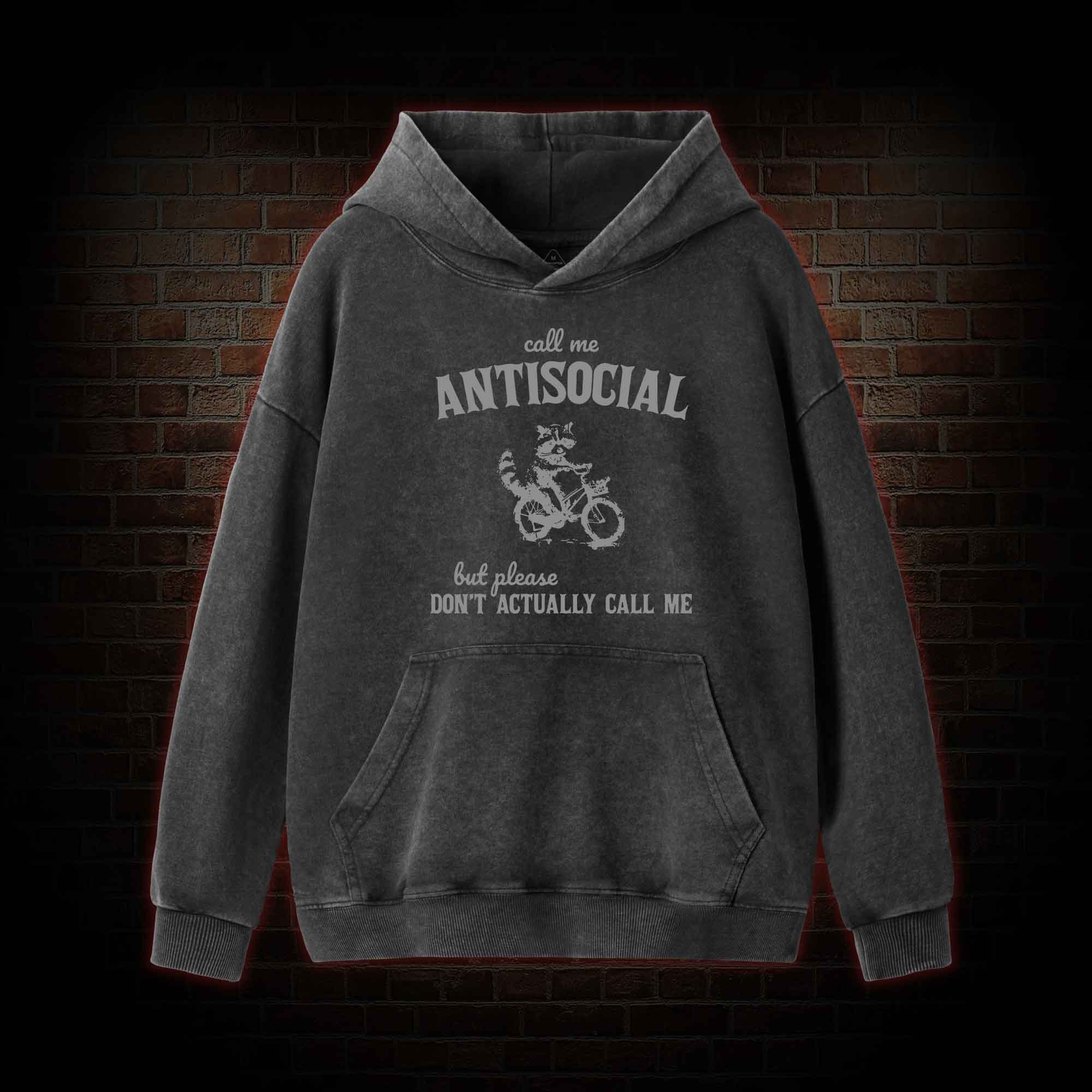 Call Me Antisocial Washed Hoodie
