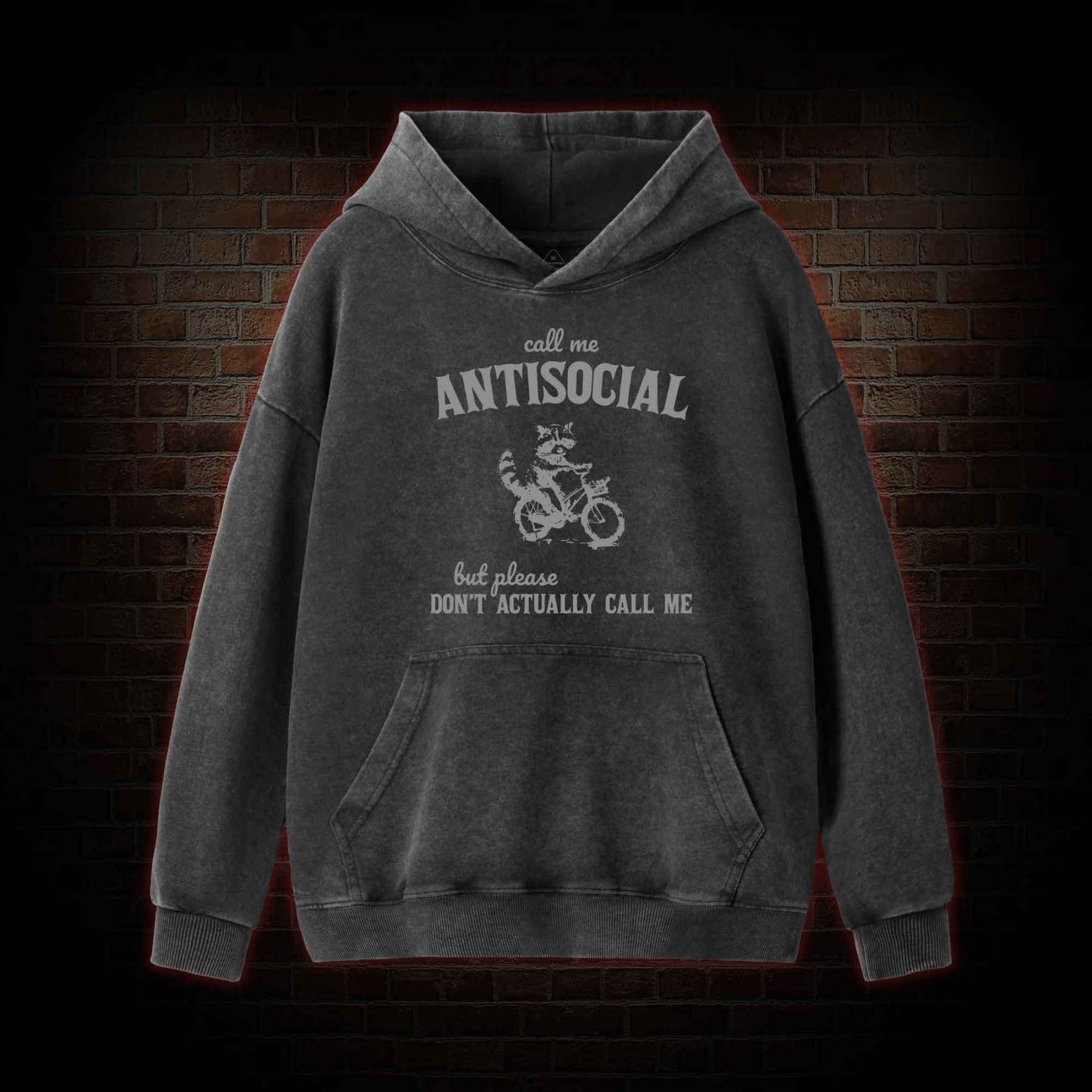 Call Me Antisocial Washed Hoodie