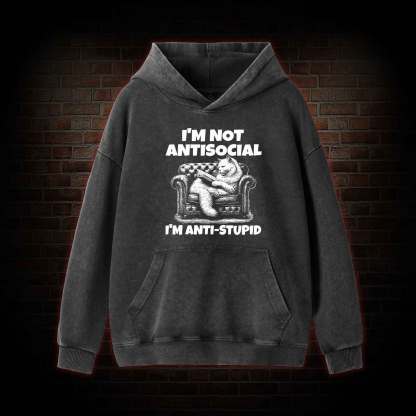 I'm Not Antisocial Washed Hoodie
